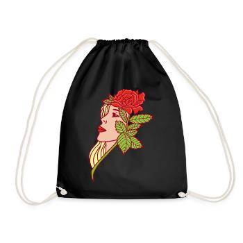 The Lady and the Rose - Drawstring Bag - black - Front