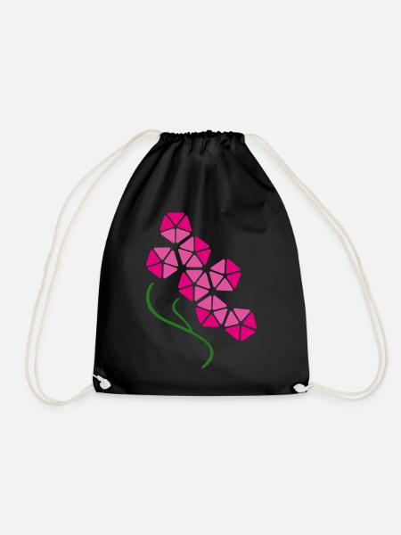 Geometrische rosa Orchideenblüte – Moderne Blumenkunst - Turnbeutel - Schwarz