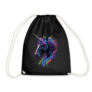 Rainbow Splash Einhorn - Turnbeutel - Schwarz - Vorne