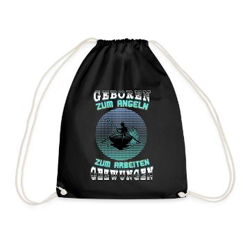 Zum Angeln geboren - Angler Geschenk - Fischer - Turnbeutel - Schwarz - Vorne