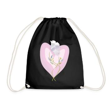 Sanfte weiße Tulpe Herz Illustration - Turnbeutel - Schwarz - Vorne