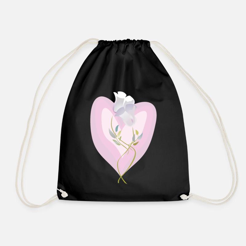 Sanfte weiße Tulpe Herz Illustration - Turnbeutel - Schwarz
