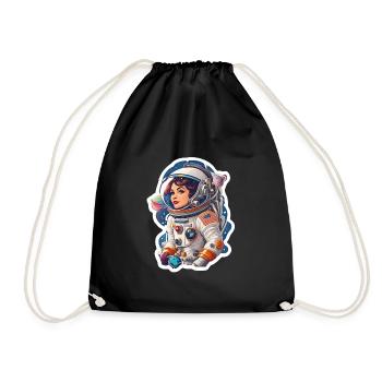Weltraumfrau Astronautin rebell Prinzessin - Turnbeutel - Schwarz - Vorne