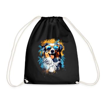 Australian Shepherd - Drawstring Bag - black - Front