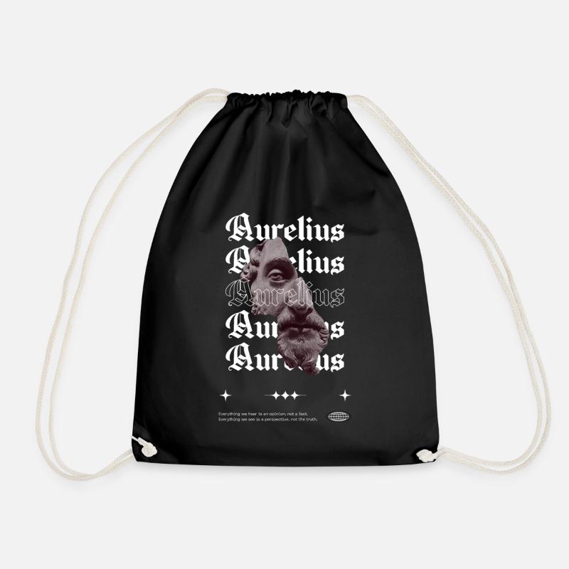 Marcus Aurelius, Stoische Streetwear - Turnbeutel - Schwarz
