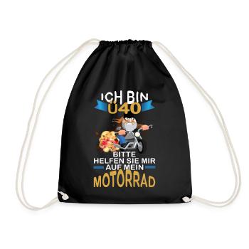 ICH BIN Ü 40 BITTE HELFEN SIE MIR AUFS MOTORRAD - Turnbeutel - Schwarz - Vorne