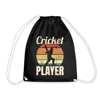 Vintage Cricket Spieler - Turnbeutel - Schwarz - Vorne
