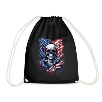 Stylish America Skull Flag Look - Drawstring Bag - black - Front