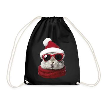 Weihnachtshase lustiges Outfit süße Hase Kaninchen - Turnbeutel - Schwarz - Vorne