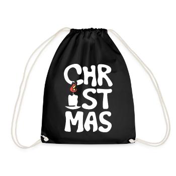 cristmas Kerze font Schriftzug Logo Weihnachten - Turnbeutel - Schwarz - Vorne