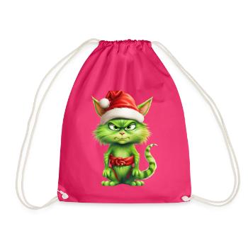 Katze Weihnachten Weihnachtselfe Geschenke Mütze - Turnbeutel - Fuchsia - Vorne
