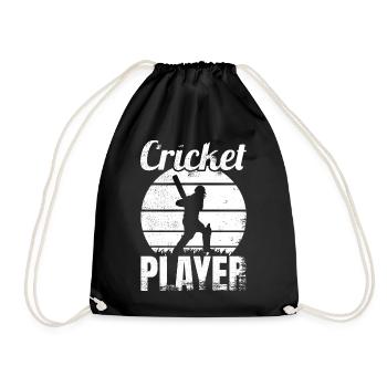 Funny cricketer - Drawstring Bag - black - Front