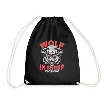 Wolf im Schafspelz, Wölfe, Schafe, Geschenkidee - Turnbeutel - Schwarz - Vorne