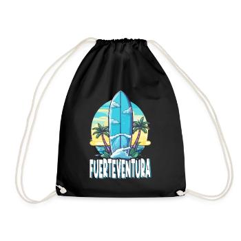 Fuerteventura Surfing Surfboard Palm Trees Island Summer - Drawstring Bag - black - Front
