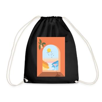 View from the window on holiday - Drawstring Bag - black - Front