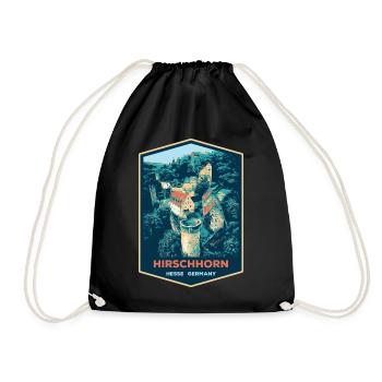 Illustration Hirschhorn Castle, Germany - Drawstring Bag - black - Front