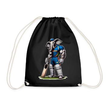 India cricket sport elephant design - Drawstring Bag - black - Front