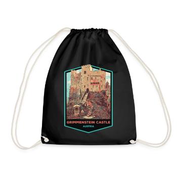 Illustration Grimmenstein Castle, Lower Austria - Drawstring Bag - black - Front