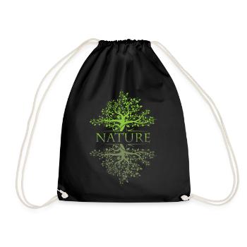 Tree Reflection Nature Forest Leaf Icon Logo Icon - Drawstring Bag - black - Front