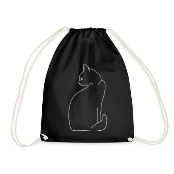 Cat lineart - Drawstring Bag - black - Front