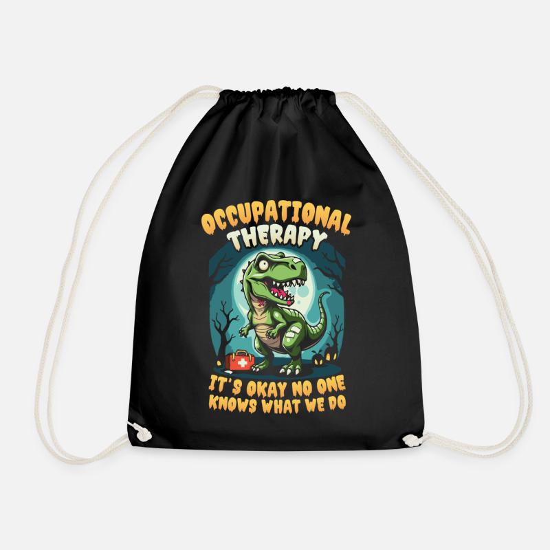 Funny Dino: Occupational Therapy Design - Drawstring Bag - black