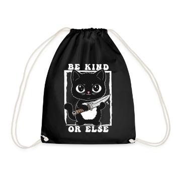 Be Kind or Else Kitty - Drawstring Bag - black - Front