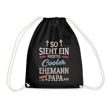 So sieht ein cooler Ehemann und Papa aus Vatertag - Turnbeutel - Schwarz - Vorne