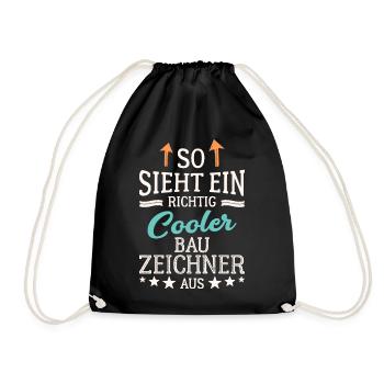 So sieht ein richtig cooler Bauzeichner aus - Turnbeutel - Schwarz - Vorne