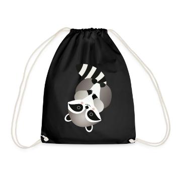 Cheerful raccoon in a playful pose - Drawstring Bag - black - Front