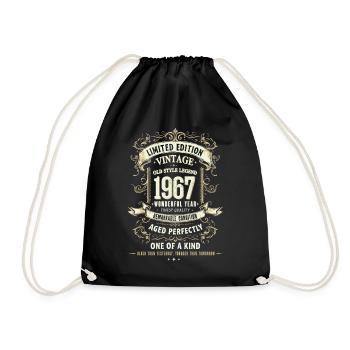 Geboren 1967, Baujahr 1967 Geburtstags Shirt 60er - Turnbeutel - Schwarz - Vorne