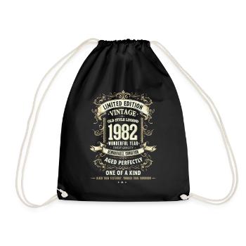 Geboren 1982, Baujahr 1982 Geburtstags Shirt 80er - Turnbeutel - Schwarz - Vorne