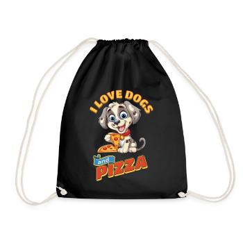 Dog I Love Dogs And Pizza Funny Funny Humor - Drawstring Bag - black - Front