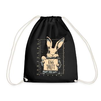 Hase Eierdieb Osterhase Mugshot Polizeifoto Ostern - Turnbeutel - Schwarz - Vorne