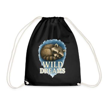 Wild Dreams - Aquarelle de raton laveur endormi - Sac de sport léger - noir - Devant