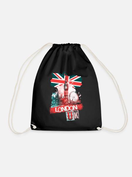 London England Stadt Skyline Big Ben Bunt Splash - Turnbeutel - Schwarz