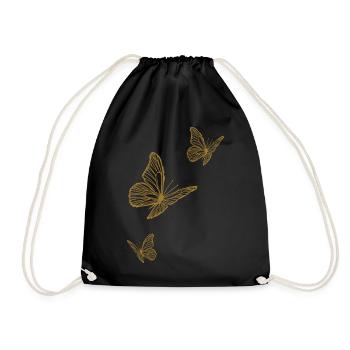 Golden Butterflies - Light & Midsummer Magic - Drawstring Bag - black - Front