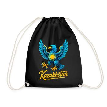 Kazakhstan Eagle Flag Flag Cool Gift - Drawstring Bag - black - Front