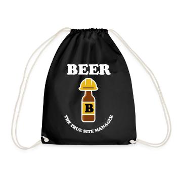 Beer bottle with construction helmet - Turnbeutel - Schwarz - Vorne