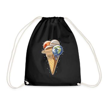 "Frozen Galaxy Treat – Erde & Planet Kegel - Turnbeutel - Schwarz - Vorne