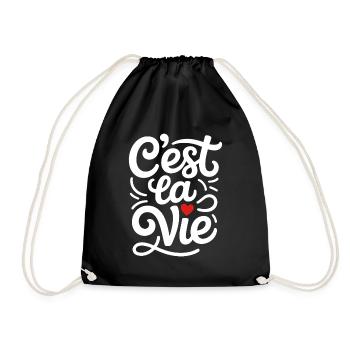 C'est La Vie Frankreich Spruch - Turnbeutel - Schwarz - Vorne