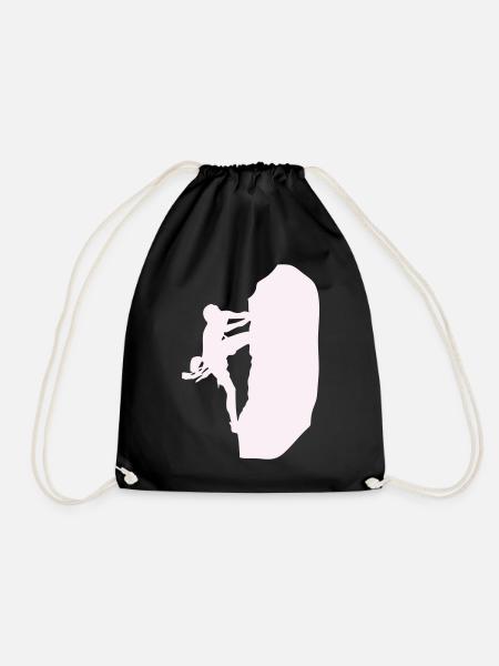 klettern_bergsteigen_silhouette- - Drawstring Bag - black