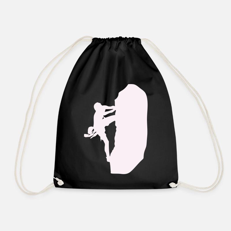klettern_bergsteigen_silhouette- - Drawstring Bag - black