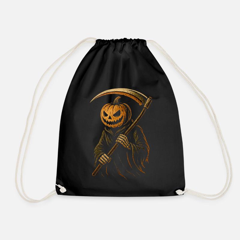 Halloween Kürbis Sensenmann Shirt Horror Kostüm - Turnbeutel - Schwarz