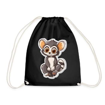 lemur - Drawstring Bag - black - Front