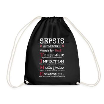 Sepsis Education - Pay attention to the TIME Guide - Drawstring Bag - black - Front