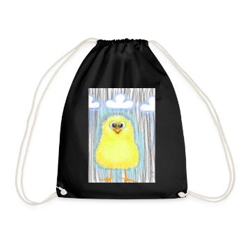 Cute yellow duckling in rain - Drawstring Bag - black - Front