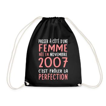 18th birthday - born in November 2007 - Drawstring Bag - black - Front
