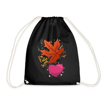 I’m Falling in Love - maple leaf falling in love - Drawstring Bag - black - Front