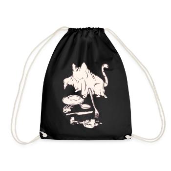 crime scene - halloween cat - Drawstring Bag - black - Front