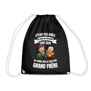 Humor announcement future big brother baby - Drawstring Bag - black - Front